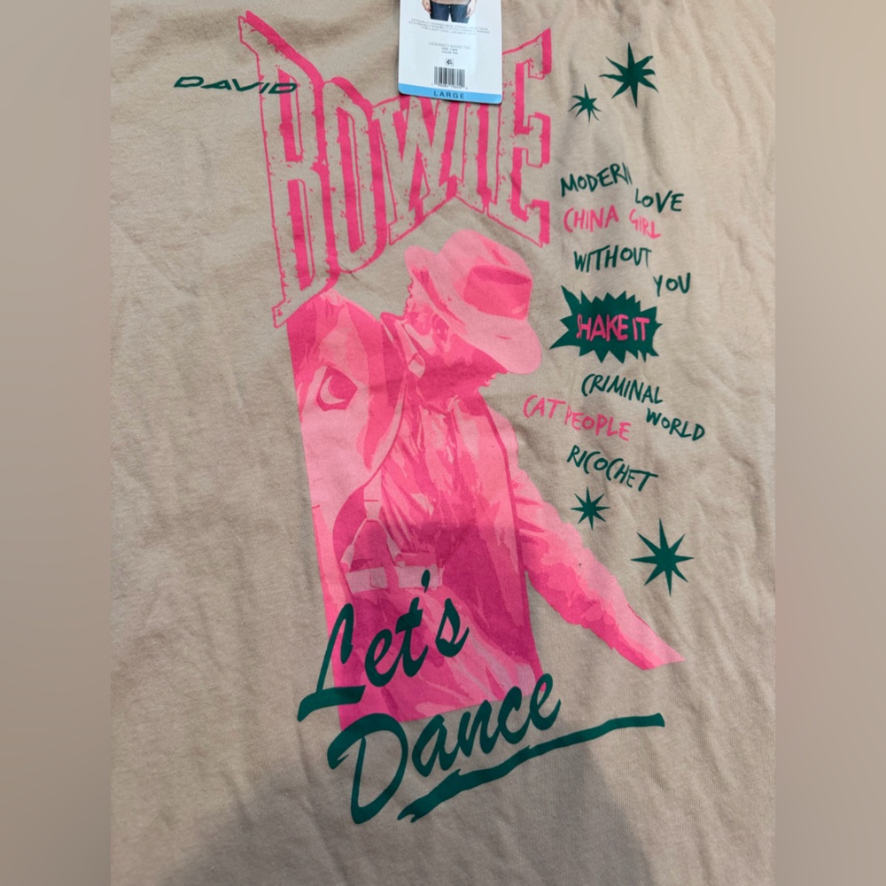 Bowie Band Tee Let’s Dance Graphic Oversized T-Shirt NWT Large - Picture 2 of 5